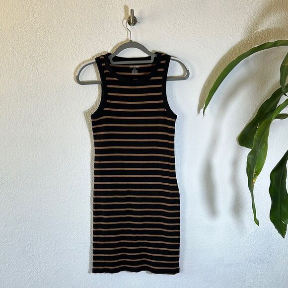 Steve Madden Striped Black and Brown Sleeveless Dress - Picture 1 of 5